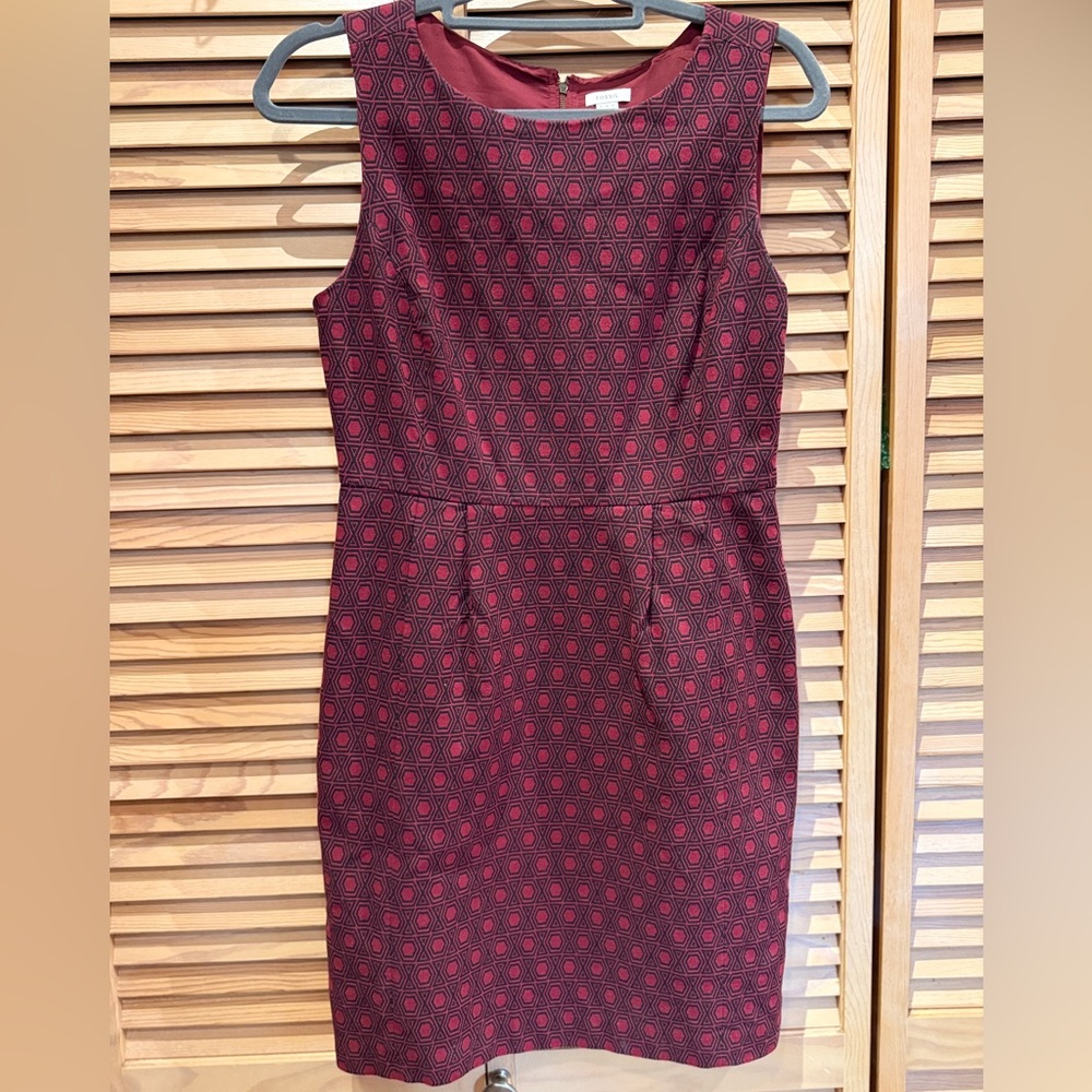 Fossil Burgundy Geometric Midi Dress